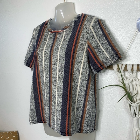 NWOT ann taylor racer stripe wool fringe tee - Picture 7 of 7